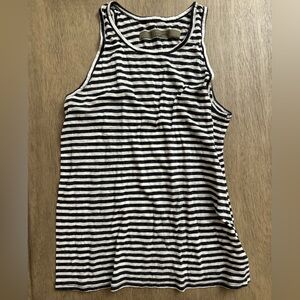 Enza Costa Black and White Striped Tank Top